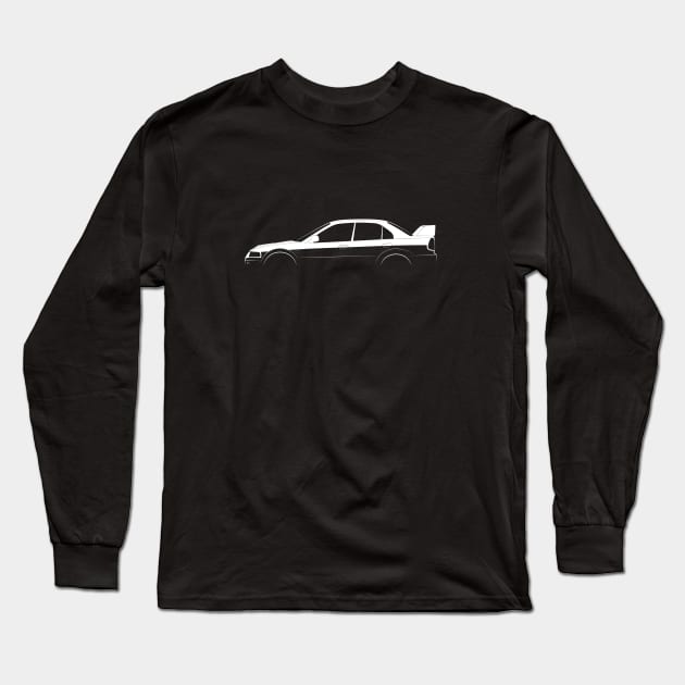 Mitsubishi Lancer GSR Evolution VI Tommi Makinen Edition Silhouette Long Sleeve T-Shirt by Car-Silhouettes